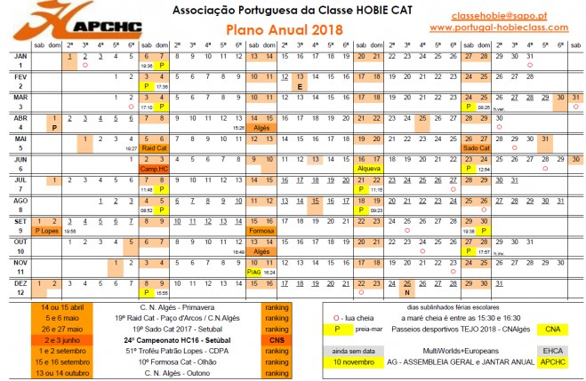 Calendário hobiecat 2018